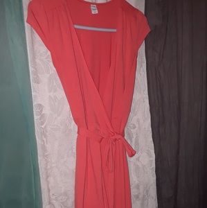Peach wrap around dress